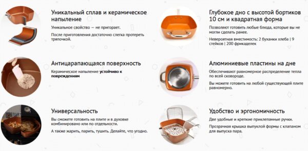 Сковородка-фритюрниця квадратная с крышкой TOP KITCHEN BN-8001