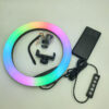 Кольцевая LED лампа RGB MJ26 + штатив (26см) (1 крепление) (управление на проводе)