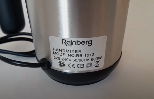 Миксер ручной 5 скоростей 600 Вт Rainberg RB-1012