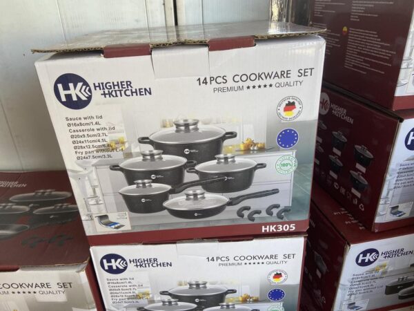 Набор кастрюль и сковорода Higher Kitchen HK-305, Набор посуды с гранитным антипригарным покрытием ЧЕРНЫЙ