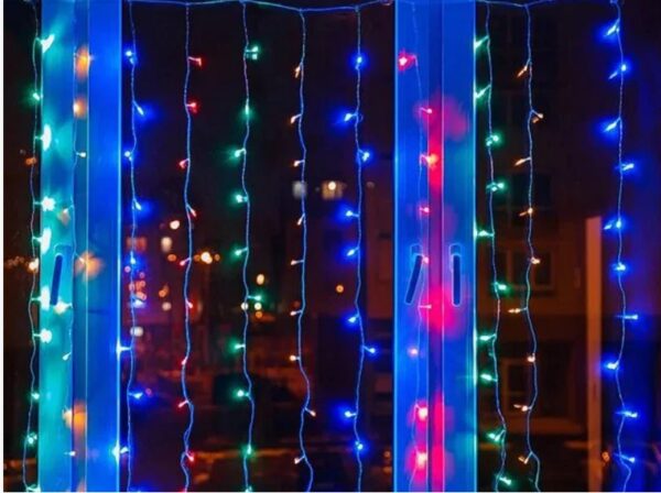 Гирлянда Водопад штора прозрачный провод 3х1,5м 320LED Мультиколор(сине-зелено-красный)