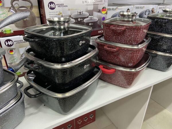 Набор кастрюль Higher Kitchen HK-302 ЧЕРНЫЕ с гранитным антипригарным покрытием