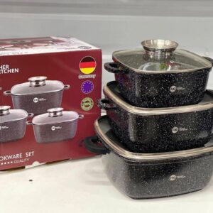 Набор кастрюль Higher Kitchen HK-302 ЧЕРНЫЕ с гранитным антипригарным покрытием