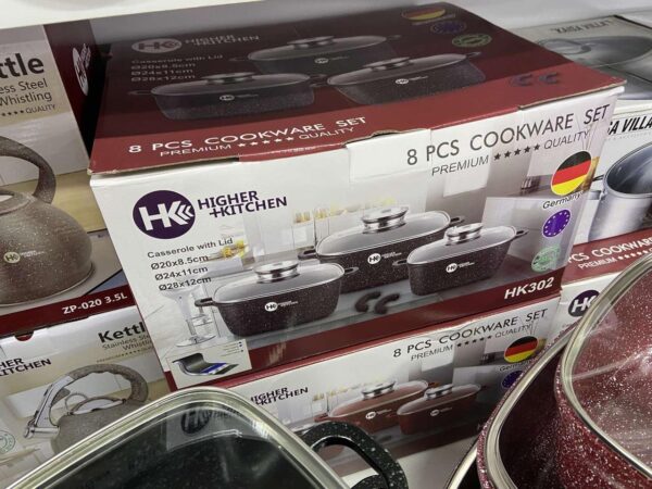 Набор кастрюль Higher Kitchen HK-302 КРАСНЫЕ с гранитным антипригарным покрытием