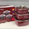 Набор кастрюль Higher Kitchen HK-302 КРАСНЫЕ с гранитным антипригарным покрытием