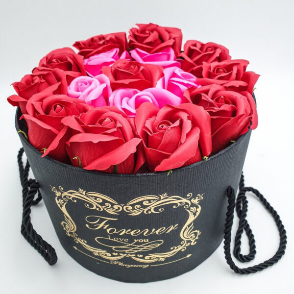 Подарочный набор мыльных роз Forever I love you  Подарочный набор букет из мыла в шляпной коробке Красный
