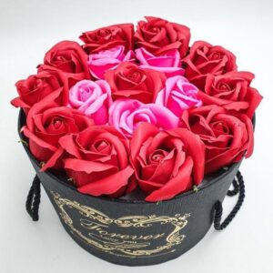 Подарочный набор мыльных роз Forever I love you  Подарочный набор букет из мыла в шляпной коробке Красный