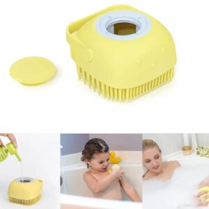 Cиликоновая массажная щетка мочалка YELLOW Silicone Massage Bath | Мочалка для купания | Щетка для животных