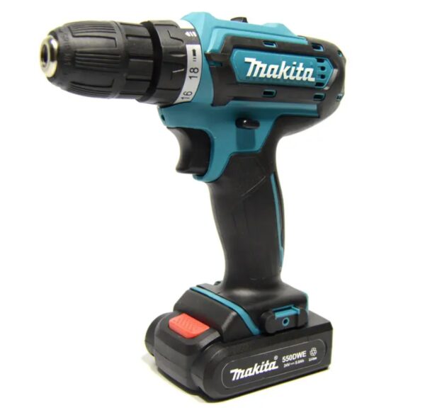 Шуруповерт Makita 550 DWE (24V, 5.0AH) с набором инструментов, запасной аккумулятор