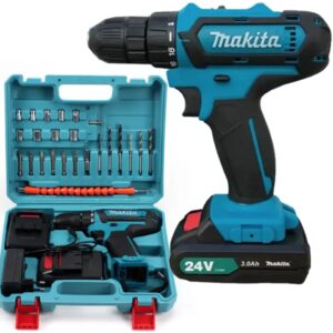 Шуруповерт Makita 550 DWE (24V, 5.0AH) с набором инструментов, запасной аккумулятор