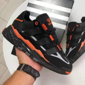 Мужские кроссовки Adidas Niteball FW2477,черные с оранжевыми вставками