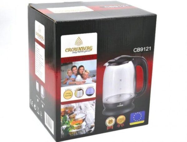 Электрический дисковый стеклянный чайник Crownberg CB 9121 1800 Вт электрический чайник с подсветкой