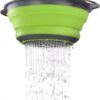 Дуршлаг силиконовый складной 2 шт в комплекте (большой + маленький) Collapsible filter baskets, зеленый