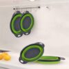 Дуршлаг силиконовый складной 2 шт в комплекте (большой + маленький) Collapsible filter baskets, зеленый