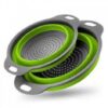 Дуршлаг силиконовый складной 2 шт в комплекте (большой + маленький) Collapsible filter baskets, зеленый