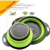 Дуршлаг силиконовый складной 2 шт в комплекте (большой + маленький) Collapsible filter baskets, зеленый