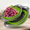 Дуршлаг силиконовый складной 2 шт в комплекте (большой + маленький) Collapsible filter baskets, зеленый