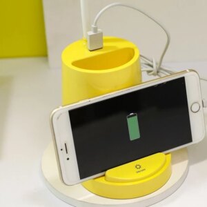 Лампа настольная DESKTOP LAMP EL-2176 с функцией Powebank 1200mAh, держателем телефона желтая