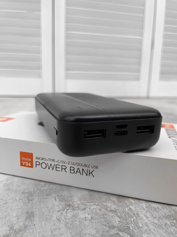 Мощный PowerBank WUW Y94 20000 mAh / Портативный внешний аккумулятор черный