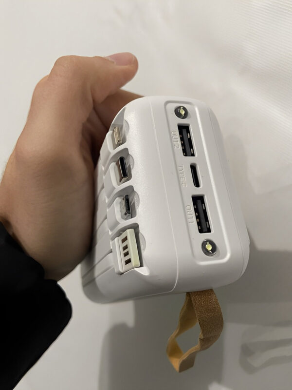 Повербанк Viaking 30000 mAh с солнечной панелью, 4 кабеля, Портативное зарядное устройство