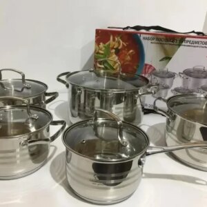 Набор кастрюль из нержавеющей стали Grandhoff GR 3837 10 предметов Набор кухонных кастрюль
