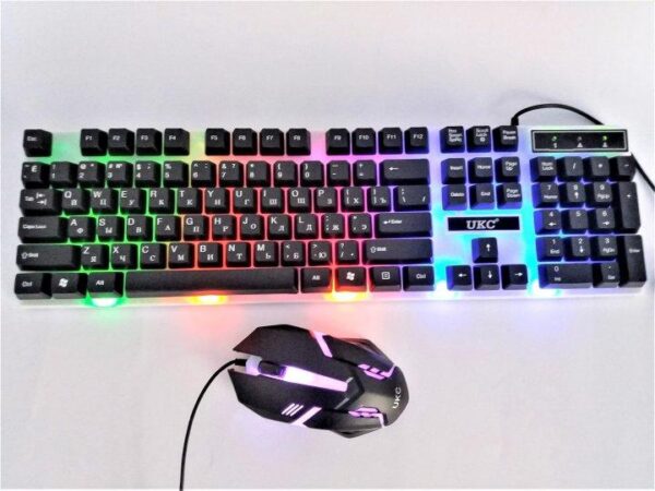 Компьютерная клавиатура с подсветкой геймерская UKC M416 ART-5559 Combo Gamer игровая клавиатура с мышкой