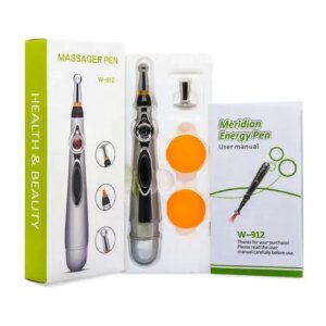 Массажер для тела электрический ручной (массажная ручка) 3в1 Massager Pen W-912 на батарейках Серебристый