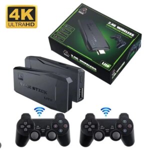 Игровая приставка M8 64gb Mini Game Stick 4K HDMI + 2 беспроводных джойстика, консоль для телевизора