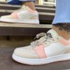 Женские кроссовки Ok-ShoesB918-7 Бежевые с розовыми вставками
