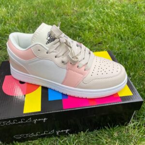Женские кроссовки Ok-ShoesB918-7 Бежевые с розовыми вставками
