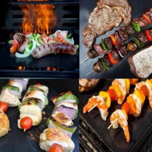BBQ grill sheet гриль мат портативный антипригарным покрытием 33 Х 40 см для овощей, мяса, морепродуктов
