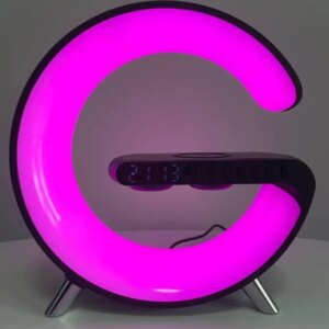 Светильник, ночник RGB Smart Light Sound Machine с беспроводной зарядкой 15W и Bluetooth колонкой 3W - черный