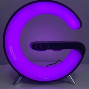 Светильник, ночник RGB Smart Light Sound Machine с беспроводной зарядкой 15W и Bluetooth колонкой 3W - черный