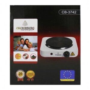 Электроплита портативная одноконфорочная Crownberg СВ-3742 1000W дисковая белый