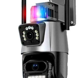 Уличная охранная поворотная WIFI камера  Dual Lens Zoom 8MP сирена, зум, iCSee удаленным доступом онлайн