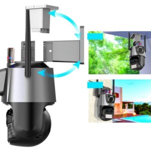 Уличная охранная поворотная WIFI камера  Dual Lens Zoom 8MP сирена, зум, iCSee удаленным доступом онлайн