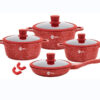 Набор кастрюль с антипригарным гранитным покрытием и сковородой Higher Kitche 10 предметов НК 324 Красный