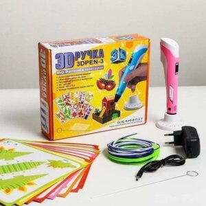 3D-Ручка 3Dpen С Lcd Экраном Полный Набор Пластик И Трафареты Розовый