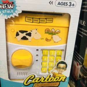Копилка сейф детская интерактивная игрушка Кот Серый с кодовым замком Cartoon cow