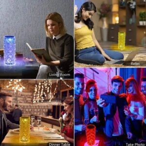 Настольная аккумуляторная лампа с пультом 22см ночник Роза с пультом RGB Crystal Rose.