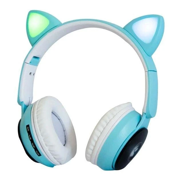 Беспроводные наушники "Кошачьи ушки" CatEar ST77M с подсветкой RGB Bluetooth MP3 плеер Blue