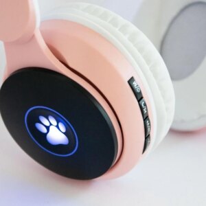 Детские наушники без проводов "Wireless earphone ST77M" Розовые, bluetooth наушники с кошачьими ушками