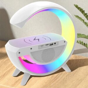 Настольная смарт лампа, ночник BT-3401 RGB Rainbow Light-Wireless Happy Light с Bluetooth колонкой + беспровод