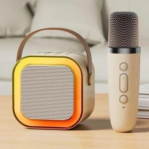 Караоке Светодиодный беспроводной на 2 Микрофона, аудио микрофон детское караоке SPEAKER K12