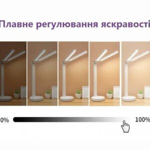 Светодиодная настольная лампа с двумя плафонами на аккумуляторе с термометром, часами, календарем
