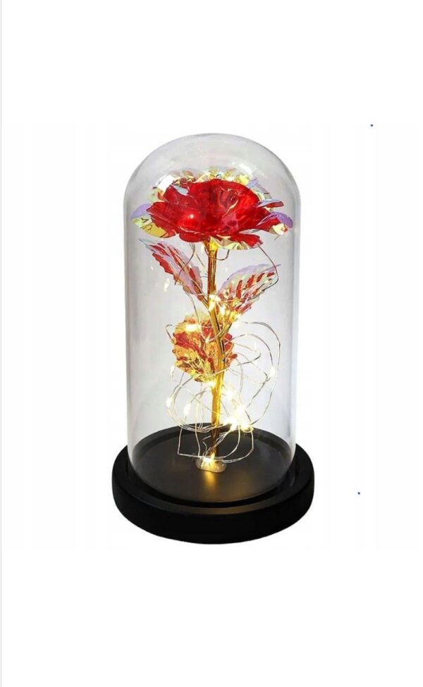 Роза в стеклянной колбе LED RED GOLD с LED подсветкой Rose of Love Красная