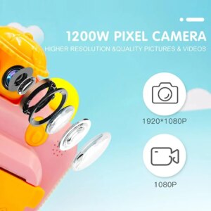 Детская камера 12 МП 1080P с функцией печати Детский фотоаппарат Розовый