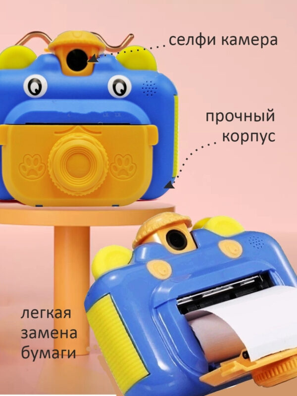 Детская камера 12 МП 1080P с функцией печати Детский фотоаппарат Синий