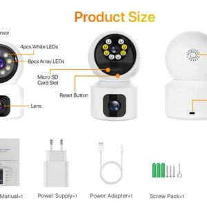 Домашняя камера видеонаблюдения WIFI 2DUAL LENS PTZ CAMERA APP:V380PRO 4MP