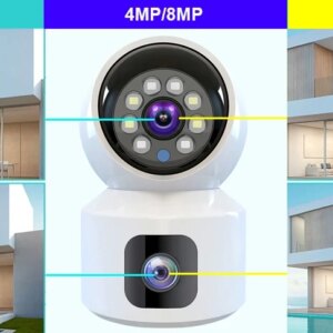 Домашняя камера видеонаблюдения WIFI 2DUAL LENS PTZ CAMERA APP:V380PRO 4MP